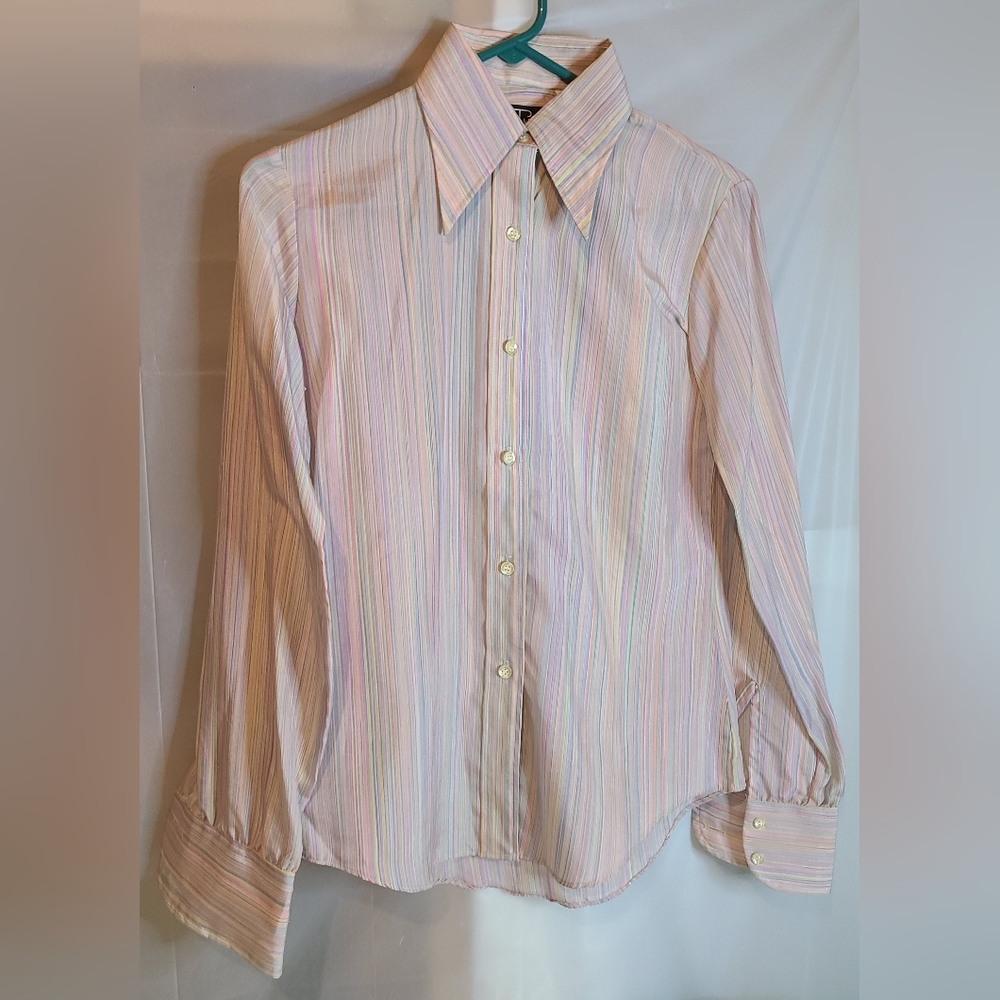 VTG Tucci NWT NOS  Women's Pastel Striped Button-Up Shirt Sz 7/8